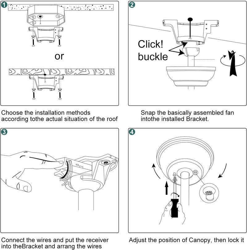 FEHEED Ceiling Fan Mounting Bracket with Hanger Ball Set, Cast Aluminum Cathedral Ceilings Canopy Bracket and Universal Adapter for Indoor/Outdoor Fan Installation Use with Ground Wire & Mounting - Image 4